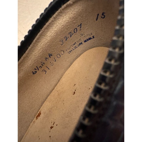 VINTAGE* RARE sz 6 DeLiso Blue Gator-embossed Go-Go Heels Retro PumpsShoes … - Picture 12 of 13